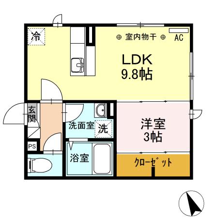 Mブラッド(1LDK/2階)の間取り写真