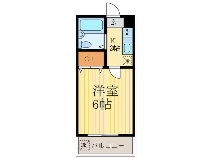北斗ハイツ(1K/1階)の間取り写真