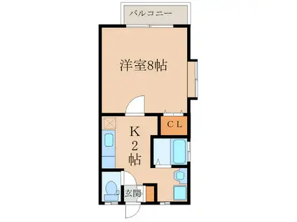 フェヴァリーVB(1K/2階)の間取り写真