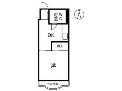 サンハイツ睦(1K/5階)の間取り写真