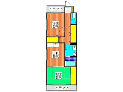 わいわいマンション(2DK/2階)の間取り写真