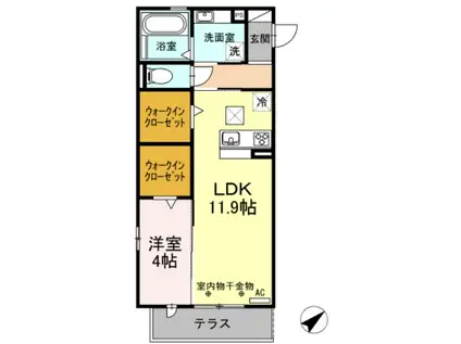 名鉄名古屋本線 牛田駅(愛知) 徒歩3分 3階建 築8年(1LDK/2階)の間取り写真