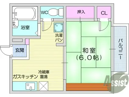 新松明荘(1K/2階)の間取り写真