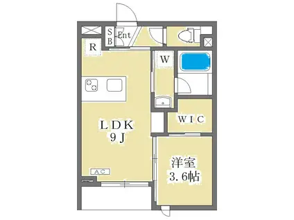 埼玉高速鉄道 浦和美園駅 徒歩14分 3階建 築4年(1LDK/3階)の間取り写真