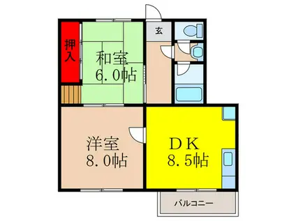 リブレ三光III(2DK/2階)の間取り写真