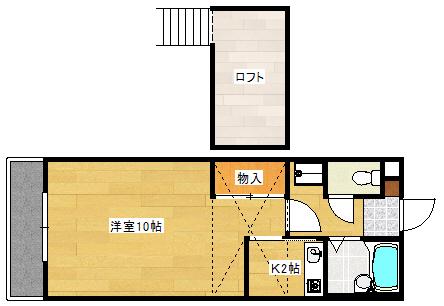 コンフォル井口(1K/2階)の間取り写真