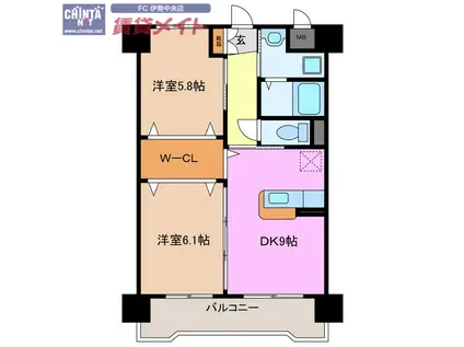 プライムタウン(2DK/5階)の間取り写真