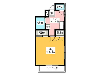 カーサシオン(1DK/2階)の間取り写真