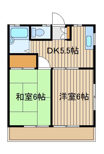 ハイムヒロ(2K/2階)の間取り写真
