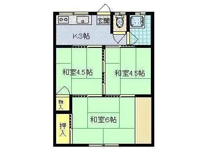 コーポ喜入I(3K/2階)の間取り写真