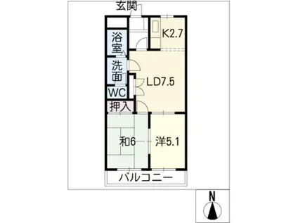 ピュアクリスタル雅(2LDK/1階)の間取り写真