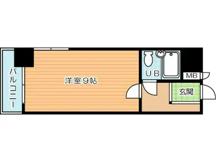パレス三萩野(ワンルーム/9階)の間取り写真