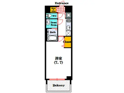 プレサンス谷町七丁目II(1K/11階)の間取り写真