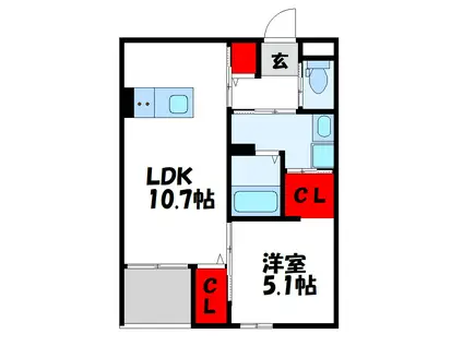 CASTAGNA(1LDK/3階)の間取り写真