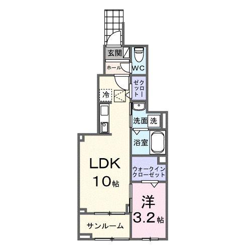 プリティーマーメイド(1LDK/1階)の間取り写真