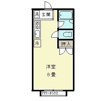 メープルハウス(ワンルーム/2階)の間取り写真