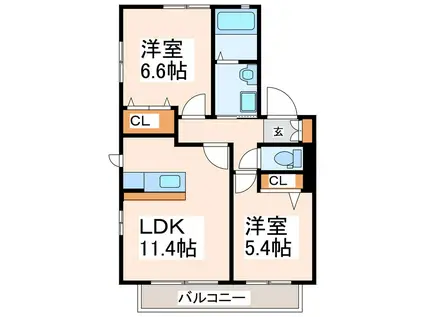 パレス・グローリーK&K(2LDK/2階)の間取り写真