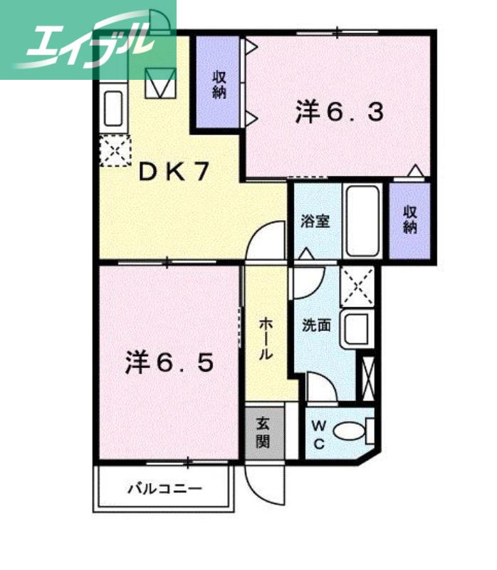 エクセレンス(2DK/1階)の間取り写真