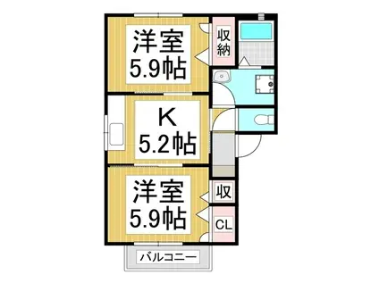 フォーレス二本松(2K/1階)の間取り写真