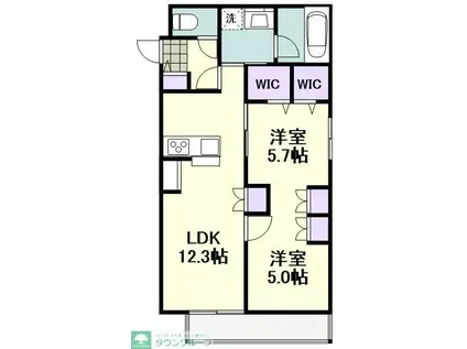 登戸メゾン(2LDK/2階)の間取り写真