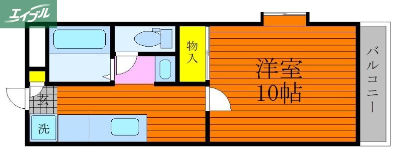 ロイヤルパレス林II(1K/3階)の間取り写真