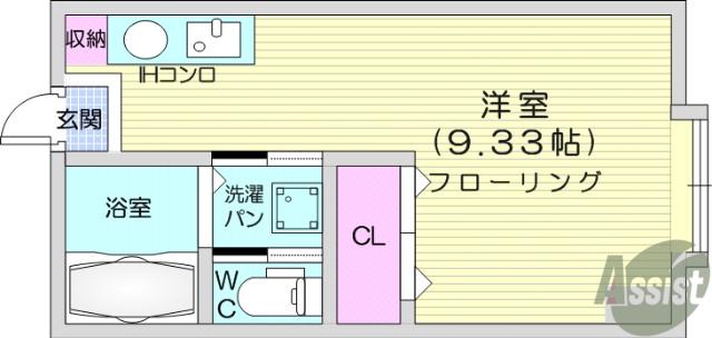 ホワイトメゾン山久(ワンルーム/3階)の間取り写真
