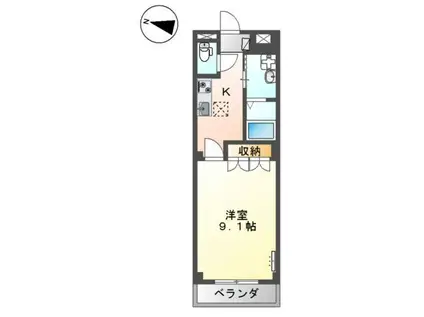 ボナールB(1K/1階)の間取り写真