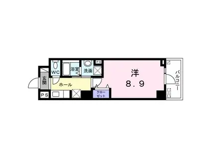 T2スクエア(1K/2階)の間取り写真