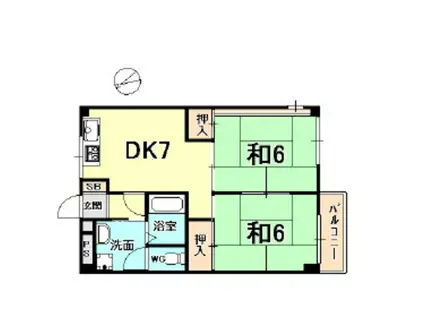 REVE甲東園I(2DK/3階)の間取り写真