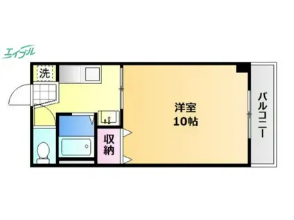 アジュール下中野(1K/3階)の間取り写真