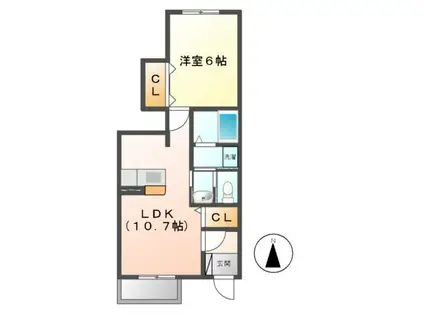 レットル・ダムール(1LDK/1階)の間取り写真