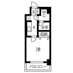プラムコート(1K/6階)の間取り写真
