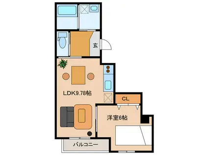 グランドガーデン ボンサンテ(1LDK/6階)の間取り写真