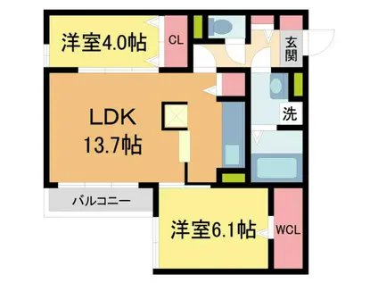 LA MAISON青木町I(2LDK/3階)の間取り写真