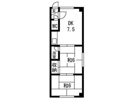 広井ビル(2LDK/2階)の間取り写真