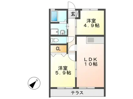 サンモール(2LDK/1階)の間取り写真