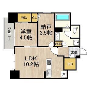 ルフォンプログレ新町(1SLDK/13階)の間取り写真