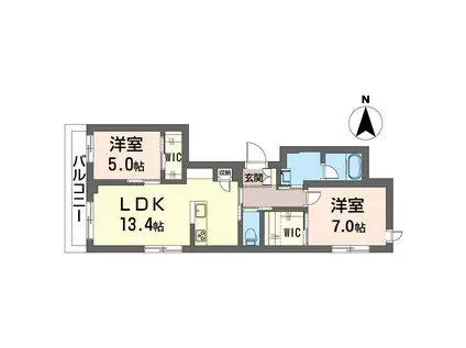 ルミエール ドゥ―ス(2LDK/2階)の間取り写真