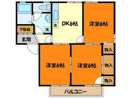 アニバーサリーA・B(3DK/1階)の間取り写真
