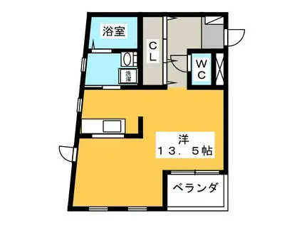 シェルブール元魚(ワンルーム/2階)の間取り写真