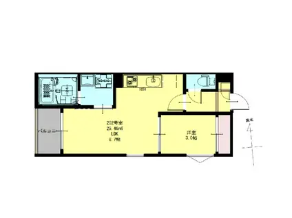 REGALEST長町南(1LDK/2階)の間取り写真