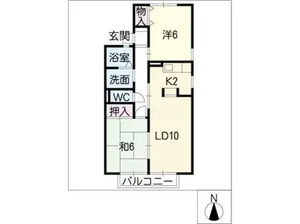 セジュール郷西 A棟(2LDK/2階)の間取り写真