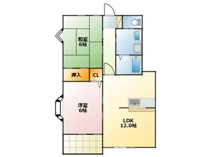 ハイステージ弐番館 A(2LDK/1階)の間取り写真