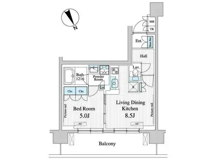 プレノ清澄庭園(1LDK/5階)の間取り写真