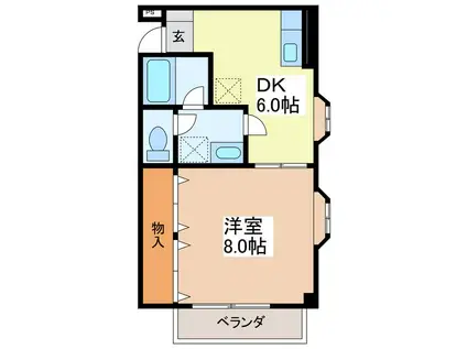 ワンルームはれやか(1DK/3階)の間取り写真