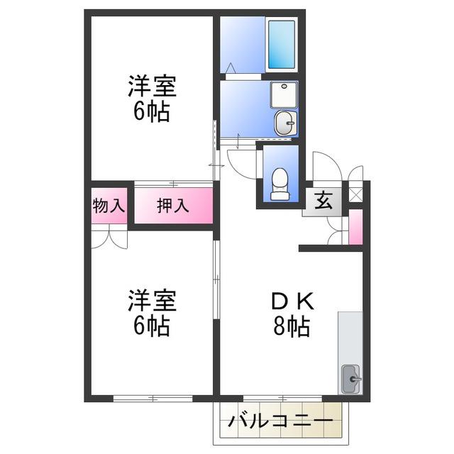 エステートピアイズミ(2DK/1階)の間取り写真