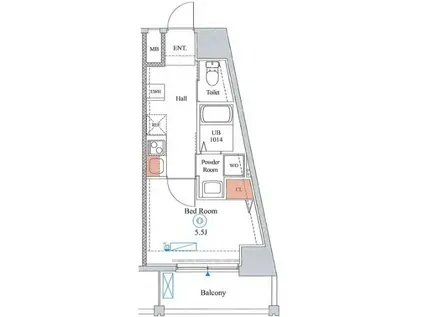 ESTRUTH PLUS OSAKA-FUKUSHIMA(1K/8階)の間取り写真