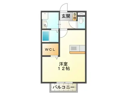 ガレッタ椋本E(ワンルーム/1階)の間取り写真