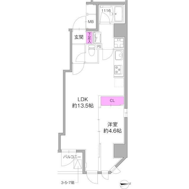AZEST浅草(1LDK/7階)の間取り写真