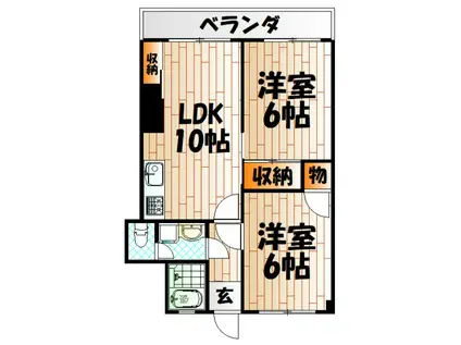 米谷木町第二ビル(2LDK/2階)の間取り写真